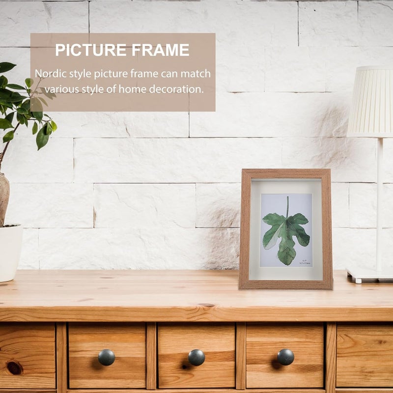 Wooden Photo Display Frame 7-inch Solid Wood Floating Artwork Holder Tabletop Decoration for Home and Office - Image 5