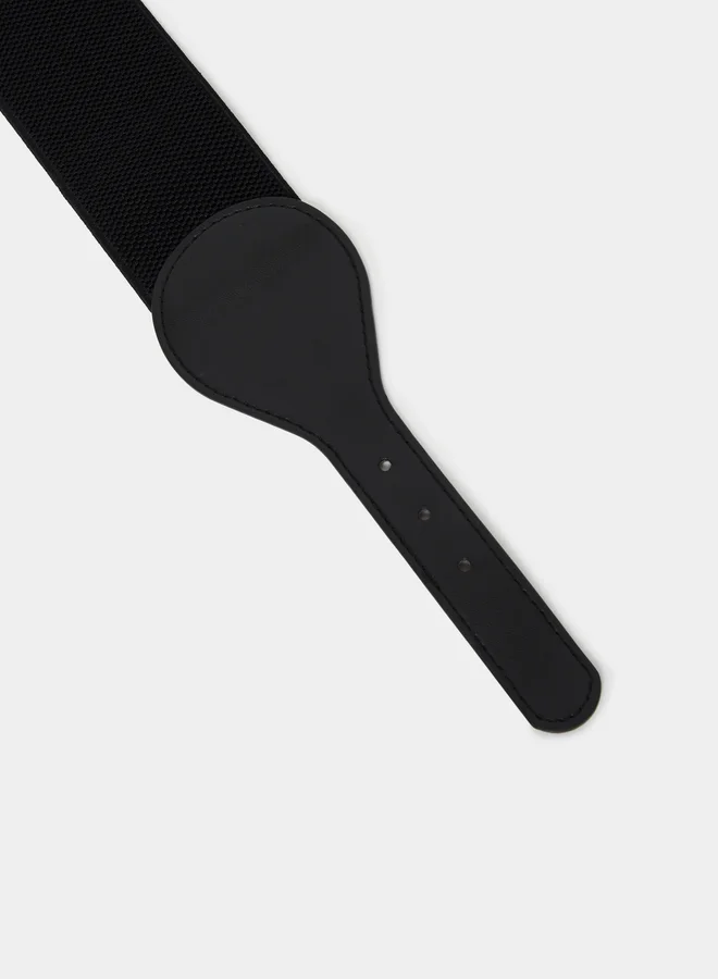 Styli  Styli Black Elastic Belt with Embellished Buckle for Women | Best Price UAE