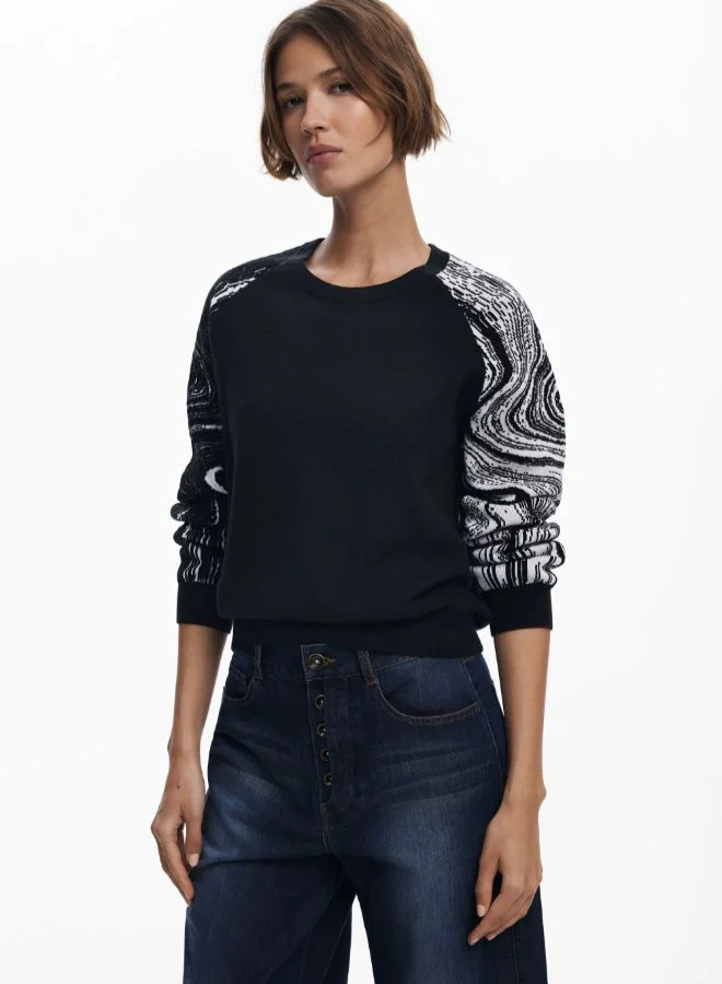 DESIGUAL Marbled sleeve sweater
