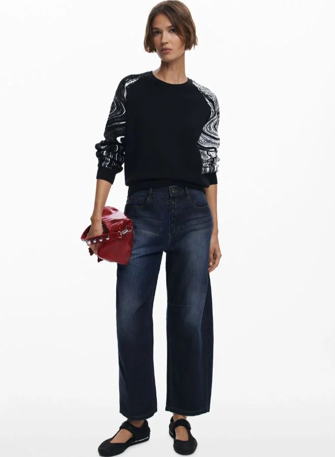 DESIGUAL Marbled sleeve sweater