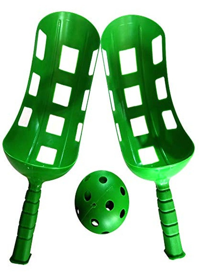 GISCO Throw and Catch Ball Game for Kids and Adults | 2 Scoops & 1 Ball | Assorted Color (Green) - Image 1