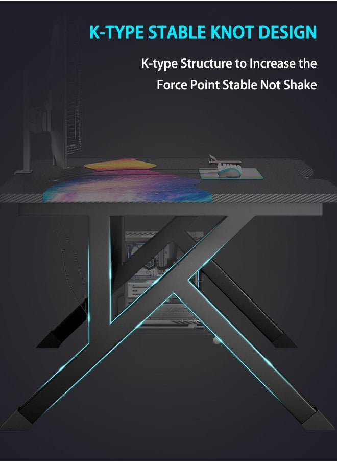 Arabest Gaming Computer Desk with Metal Frame for Home Office Black（120*60*75cm）  - Image 4