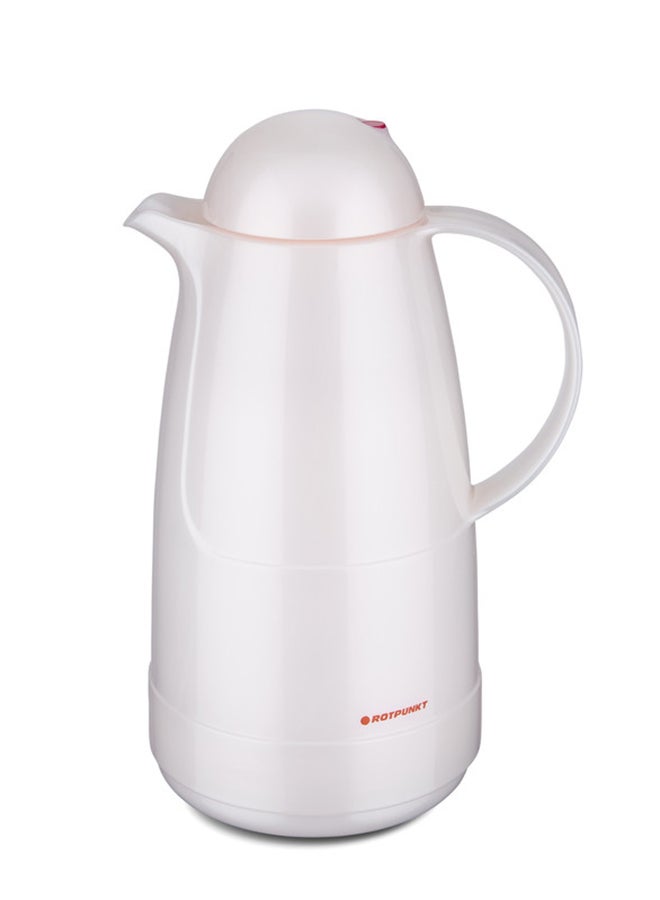 Insulating Jug 215, 1.5 Litre, Double-Walled Vacuum Insulation, Dual Function Screw Top, BPA Free, Healthy Drinking, Made in Germany, Warm + Cold, Glass Insert Shiny White