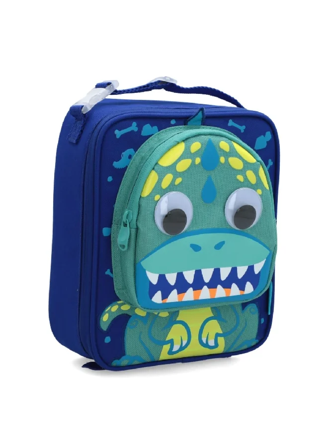 smash 3D Monster Detail Zipper Closure Lightweight Lunch Bag Dark Blue and Green 27 x 21 x 11 cm 34265