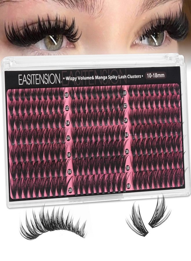 EASITENSION Lash Clusters Manga Lashes Wispy Eyelash Clusters Natural DIY Lash Extension 10-18mm Cluster Eyelash Extensions Kit 210 pcs D Curl Individual (Manga) - Image 1