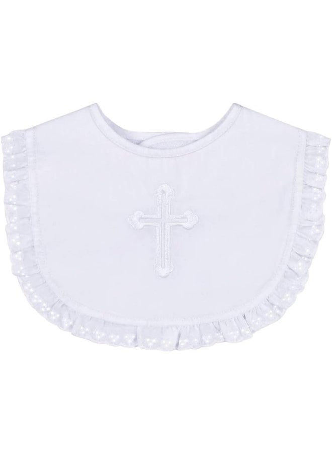 Estamico ESTAMICO Baby Girls Embroidered Cross Baptism Bib Infant Christening Outfits Gift  - Image 2