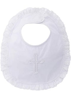 Estamico ESTAMICO Baby Girls Embroidered Cross Baptism Bib Infant Christening Outfits Gift  - Image 1
