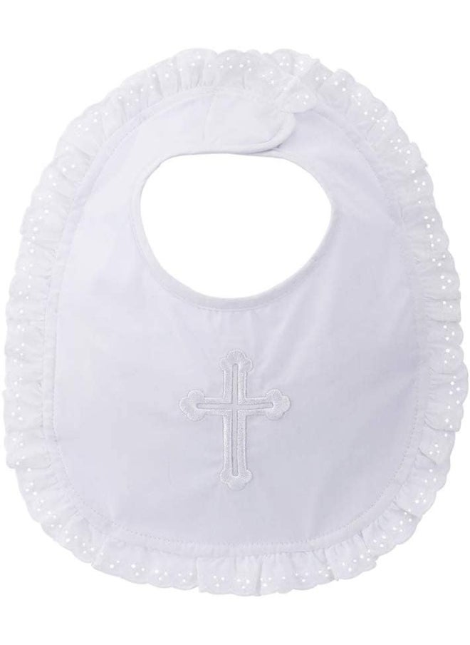 Estamico ESTAMICO Baby Girls Embroidered Cross Baptism Bib Infant Christening Outfits Gift  - Image 1