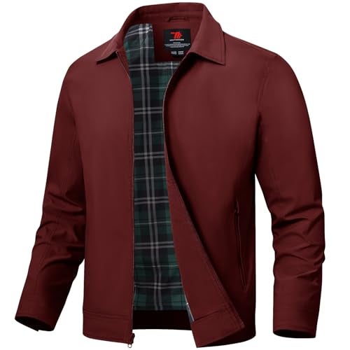 TBMPOY Mens Lightweight Jackets Casual Windbreaker Stylish Light Fall Spring Golf Work Dress Business Red XXXL - Image 1
