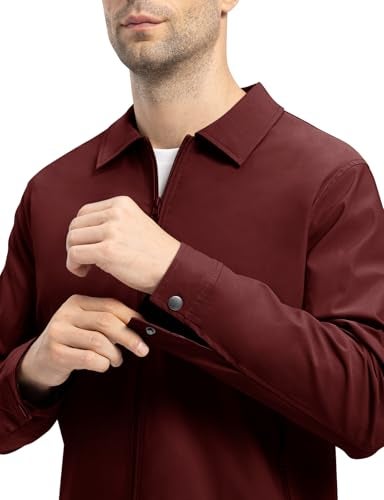 TBMPOY Mens Lightweight Jackets Casual Windbreaker Stylish Light Fall Spring Golf Work Dress Business Red XXXL - Image 3