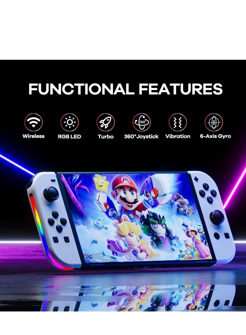 Controllers for Nintendo Switch, Replacement for Switch Controller with RGB LED, Adjustable Turbo & Vibration, Motion Control/Wake-Up/Screenshot