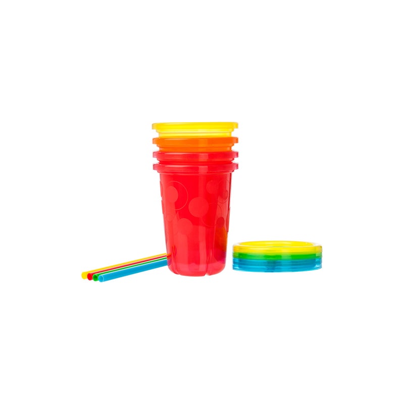 The First Years Take & Toss Toddler Straw Cups - Spill Proof and Dishwasher Safe Toddler Cups with Straws - Toddler Feeding Supplies - 10 Oz - 4 Count - Image 1