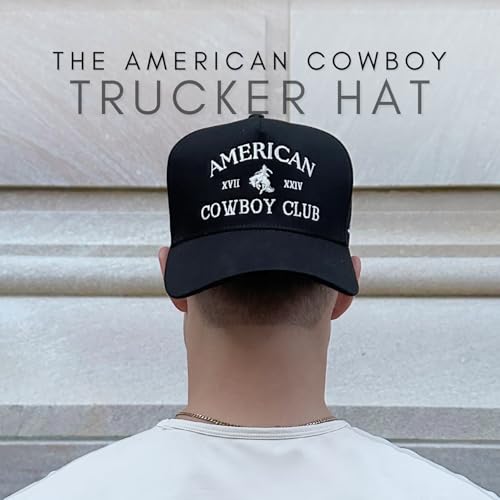CITRUSY Vintage Western Trucker Hat | Men & Women | Embroidered Trendy Caps | Country Cute Hats for Cowgirls & Cowboys | Camo Denim Cotton Styles | Snapback Hat (American Cowboy | Black) - Image 4
