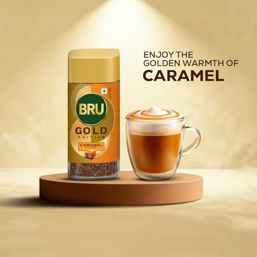 Bru Gold Caramel Powder| Flavoured Instant Coffee | Flavourful Twist To Your Everyday Coffee | Made With Freeze-Dried Coffee | Makes 40 Cups | - Bottle, 55 Gm - Image 3