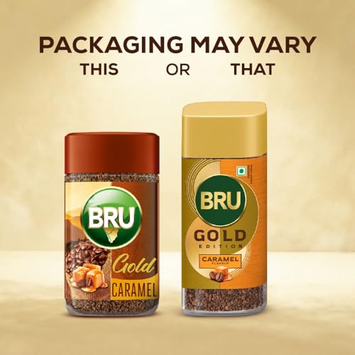 Bru Gold Caramel Powder| Flavoured Instant Coffee | Flavourful Twist To Your Everyday Coffee | Made With Freeze-Dried Coffee | Makes 40 Cups | - Bottle, 55 Gm - Image 2