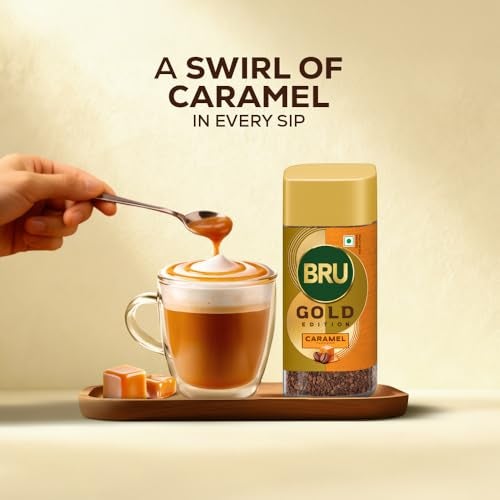 Bru Gold Caramel Powder| Flavoured Instant Coffee | Flavourful Twist To Your Everyday Coffee | Made With Freeze-Dried Coffee | Makes 40 Cups | - Bottle, 55 Gm - Image 5