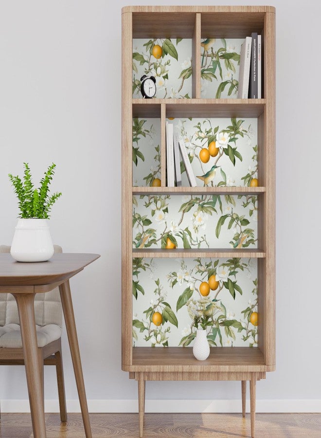 Laatse Beige Floral Wallpaper Peel and Stick, Orange/Green Bird Botanical Contact Paper 17.5in x 393.7in, Self Adhesive Waterproof Removable Vintage Wall Paper Mural for Shelves Cabinet Table Drawer Decor - Image 5