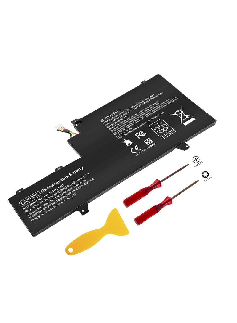Terabyte بطارية لابتوب OM03XL لجهاز HP EliteBook X360 1030 G2 بحجم 13.3 بوصة سلسلة OMO3XL HSTNN-IB7O 863167-171 863280-855 863167-1B1 HSN-I04C HSTNN-IB70 11.55V 57Wh 3 خلايا - Image 1