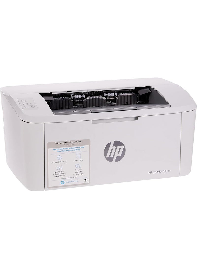 HP طابعة ليزر جيت M111w متعددة الوظائف بالأبيض والأسود، سرعة طباعة تصل إلى 20 صفحة في الدقيقة، سعة إخراج 100 ورقة، دورة شهرية 8000 صفحة، اتصال USB / لاسلكي، مثالية للمنزل | 7MD68A أبيض لون أبيض - Image 1