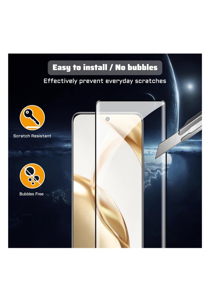 Generic 200 Pro Screen Protector, Full Glue Edge to Edge 3D Curved Tempered Glass Fingerprint Compatible with 9H Scratch Resistant for Honor 200 Pro (1 Pack)  - Image 3