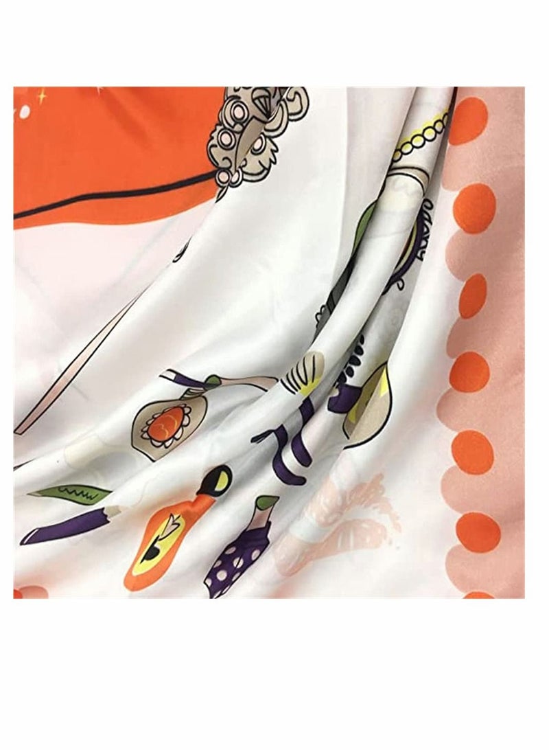 سيوسي وشاح مربع يشبه الحرير ، وشاح بنمط حريري على الموضة للنساء ، وشاح شعر بوهو ، باندانا شعر كبير بنعومة الحرير للنساء والفتيات لتغليف الشعر والنوم في الليل ، 35 بوصة - Image 3