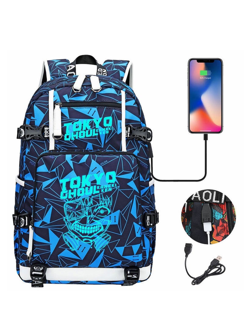 طوكيو - حقيبة ظهر للسفر الترفيهية للشباب مزودة بمنفذ USB مطبوعة من Nightglow - Image 1