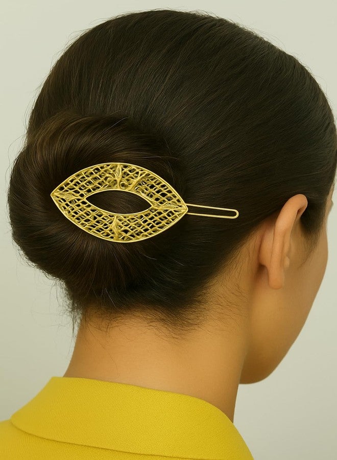 SMARNN Traditional Gold Plated Juda Pin for Women | Hair Bun Accessory with Red & Green Stones | Ethnic Indian Hair Jewelry for Wedding (Color_3) - Image 1