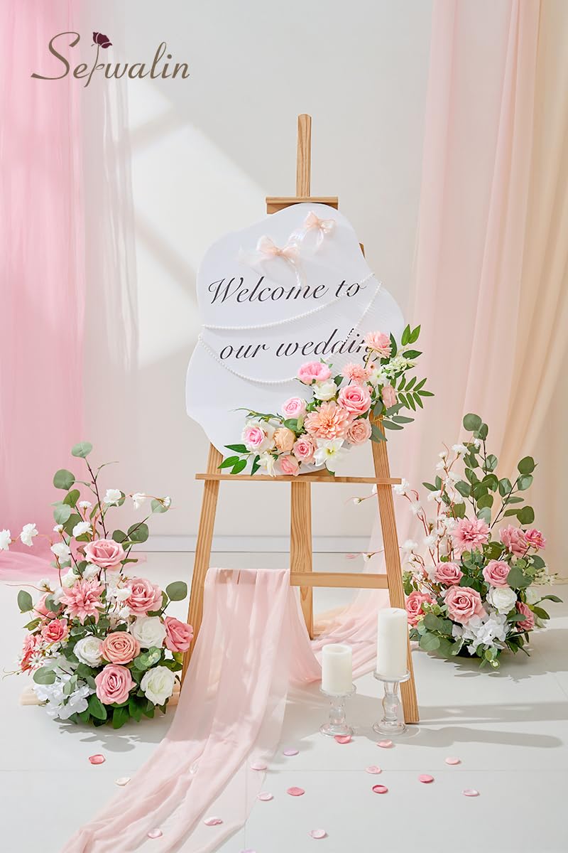 Serwalin Artificial Pink Flowers, Cake Silk Flowers for DIY Wedding Bouquets Fake Flowers, Table Centerpieces Baby Shower Birthday Party Home Decorations - Image 3