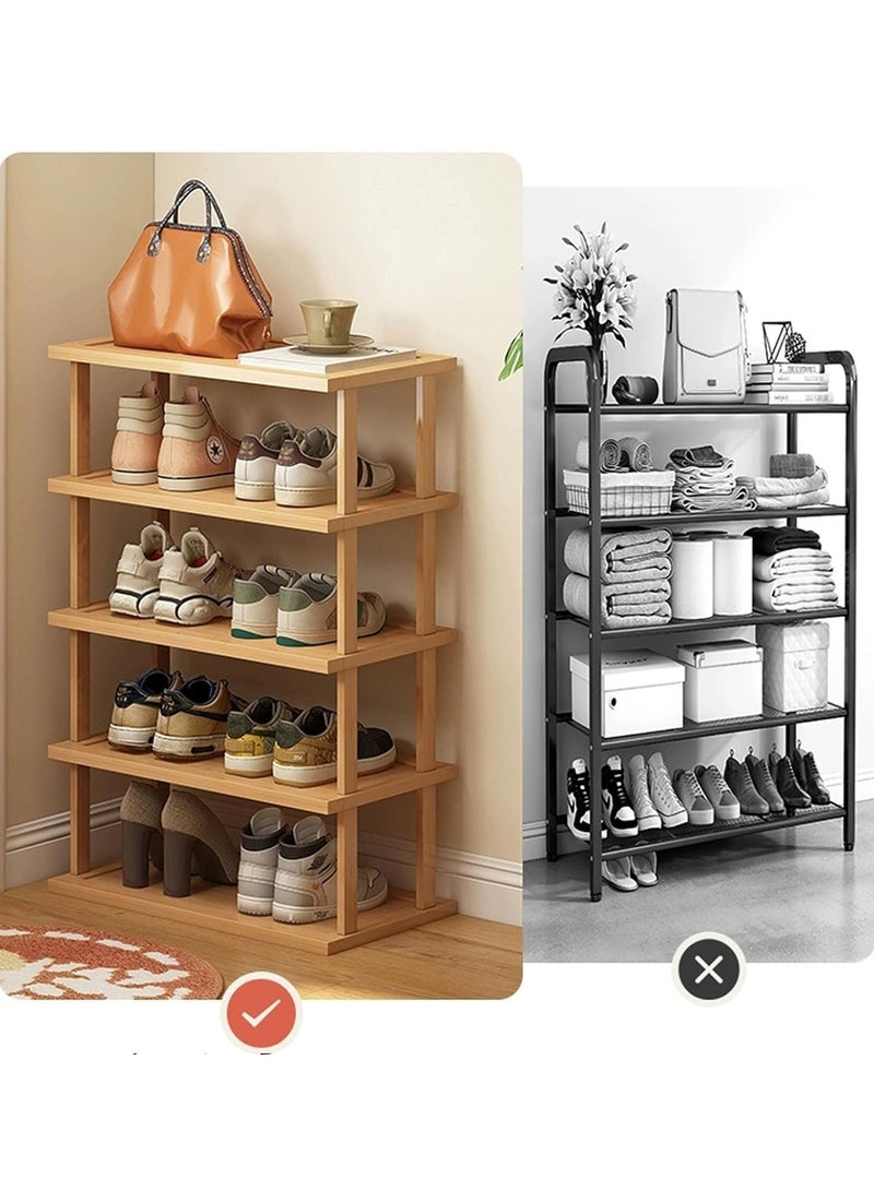 LINGWEI Shoe Rack Bamboo Shoe Stand 5,6-Tier Free Standing Bamboo Shoe Organizer Wooden Shoe Cabinet Entryway Shoe Tower Shelf Boot Storage Shelf For Home Office Shoe Rack - Image 5