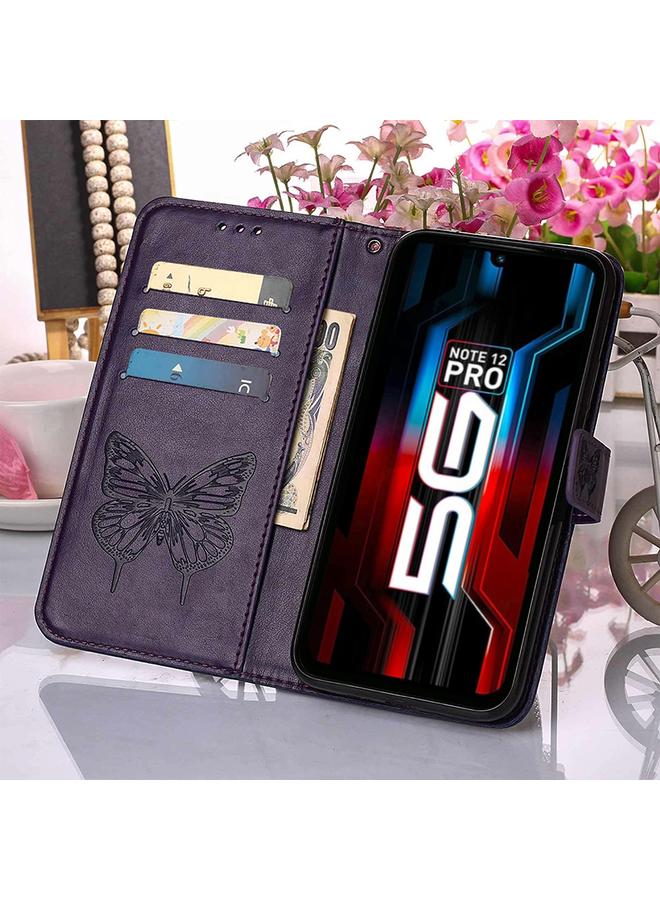اس-توب جراب لهاتف Infinix Note 12 Pro 5G جراب هاتف جلدي قابل للطي بنقشة فراشة - Image 5