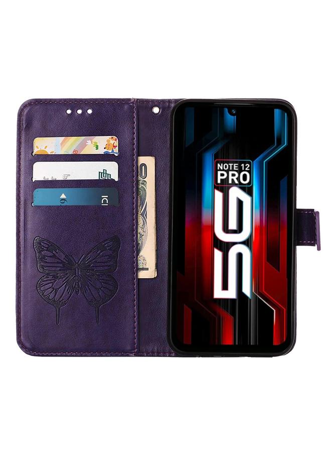 اس-توب جراب لهاتف Infinix Note 12 Pro 5G جراب هاتف جلدي قابل للطي بنقشة فراشة - Image 4