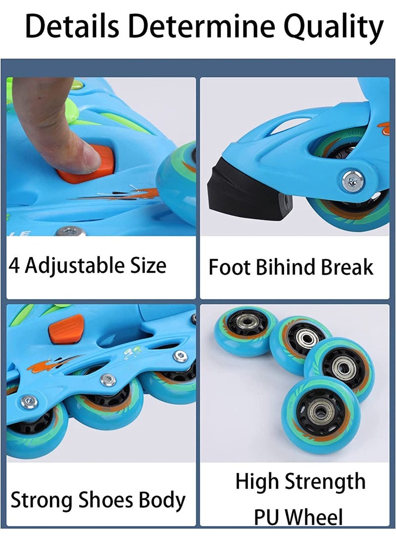 GT-Wheel Adjustable Skating Shoes with Four PU Wheels Professional Design Skates can Convert into 3 Mode Wheel Inline Double Roller and Three Point Wheel S(29-32) - Image 2