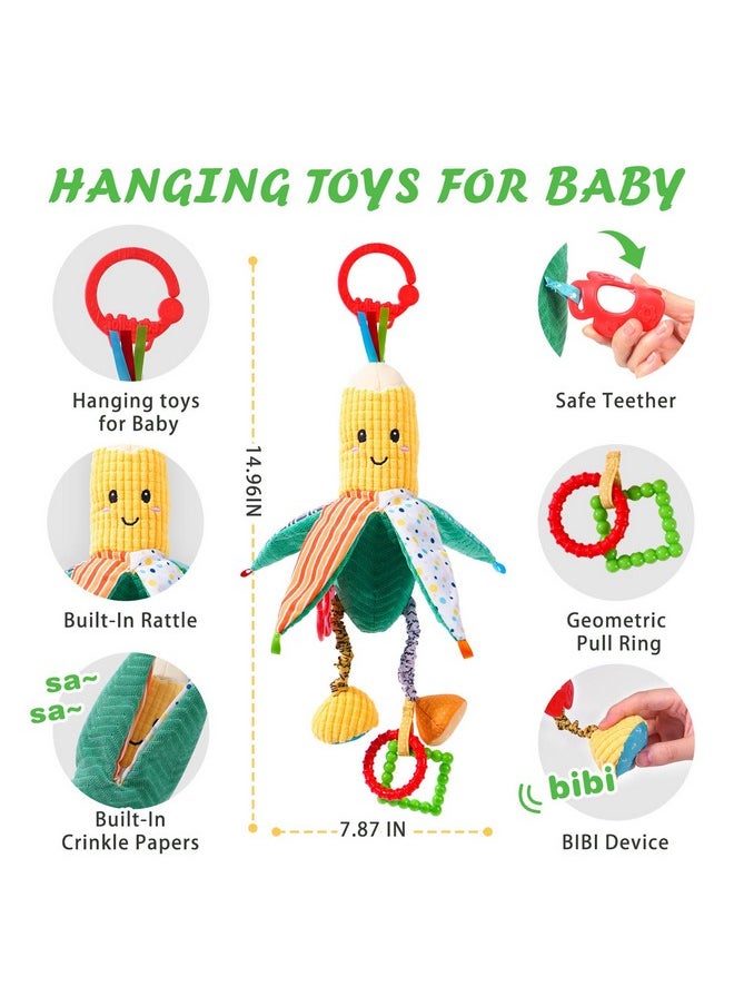 Jollybaby - Baby Rattles Hanging Toys For Car Seat Crib Stroller Gym, Montessori Sensory Plush Vegetable Toys For Baby 0-3-6-12 Months With Ring Bell Crinkle And Teether, Newborn - Image 1