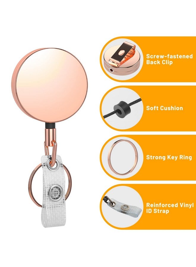 selizo Heavy Duty Badge Reels Retractable Badge Holder, Selizo Metal Retractable Keychain Badge Reel Id Badge Holder Retractable With Belt Clip Key Ring For Key Name Card Holder - Image 4