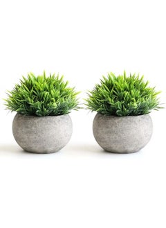 Haidue Mini Artificial Plants Set 2 Pcs Small Fake Plants for Office Kitchen Bathroom Bedroom Mantle Shelf Living Room Faux Plants in Pots Modern Farmhouse Plants Home Decor  - Image 1