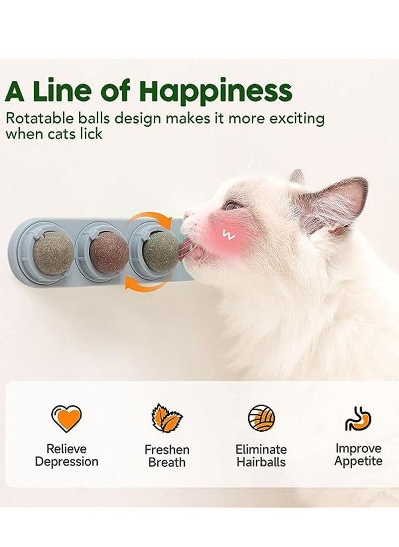 Generic - 2 Pcs catnip wall balls cat toys, interactive edible cat nip treat toy for kitten to lick safely, rotatable chewing candy snack teeth cleaning cat licker - Image 1