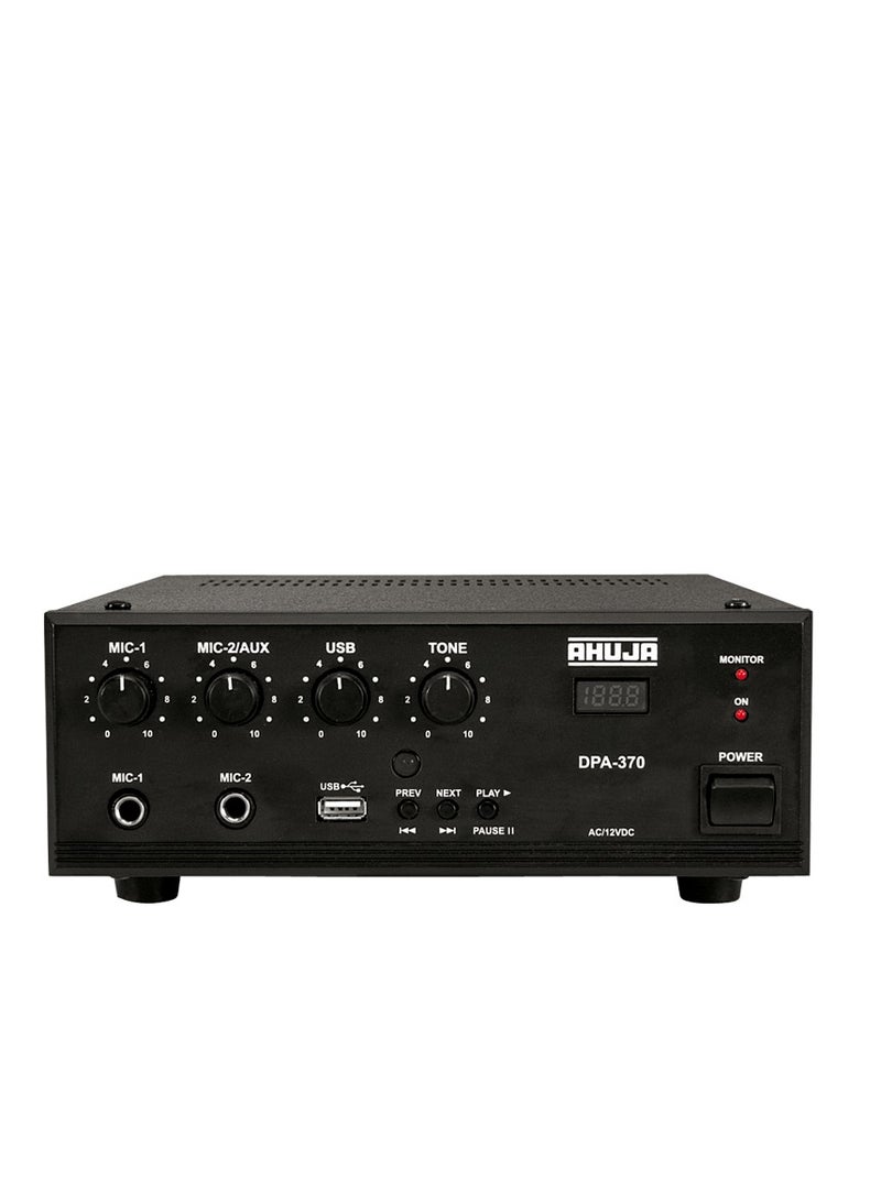 Ahuja PA Amplifier 30W RMS with USB 2 Microphone 1 Aux Input and Impedance or voltage Output 