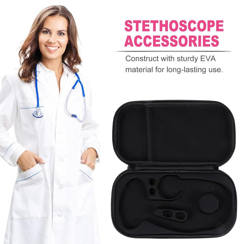 Portable Eva Stethoscope Storage Case with Zipper Hard Shell, Pink Stethoscope Carrying Box for Medical Use and Travel, Compact Auscultator Organizer with Divider - Image 3