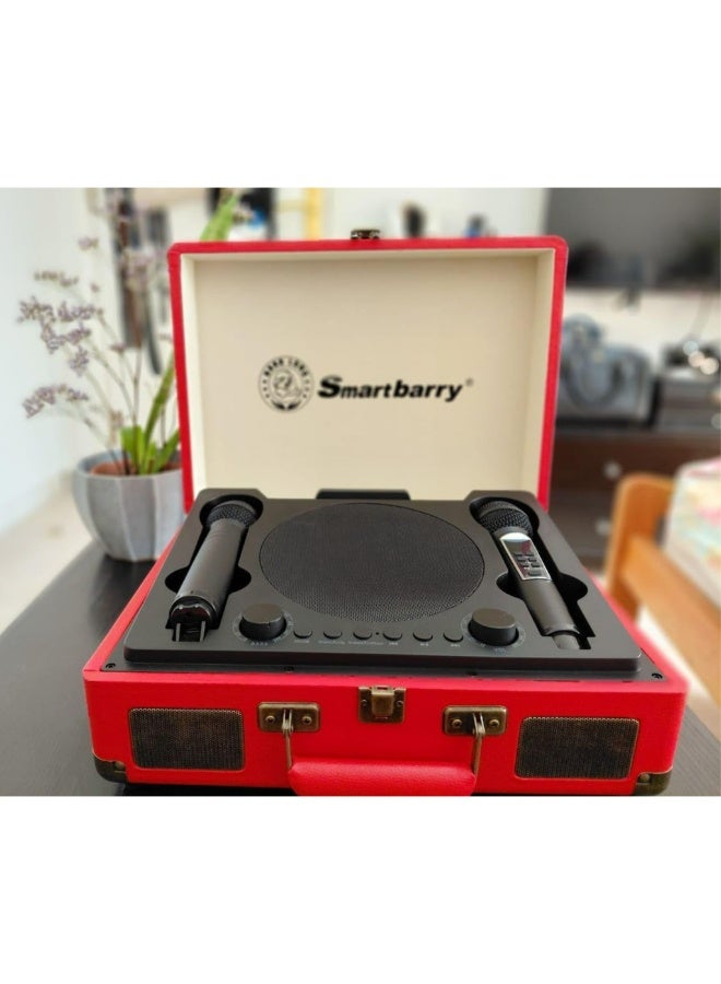 Smartbarry Portable Karaoke Bluetooth Unique SuitCase Speaker with 2 dual Microphones with Karaoke Family/Offering Indoor & Outdoor KTV ECO FRIENDLY & experience in different enviroment- Red - Image 5