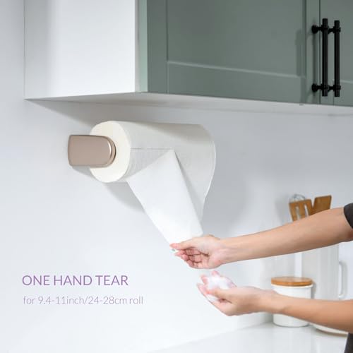 simpletome Paper Towel Holder ONE Hand Tear Adaptive Tension Arm Adjustable Length 9.4-11inch/24-28cm (Titanium Gold) - Image 4
