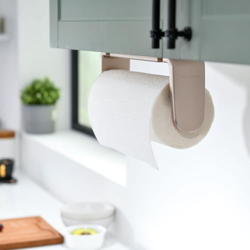 simpletome Paper Towel Holder ONE Hand Tear Adaptive Tension Arm Adjustable Length 9.4-11inch/24-28cm (Titanium Gold) - Image 2