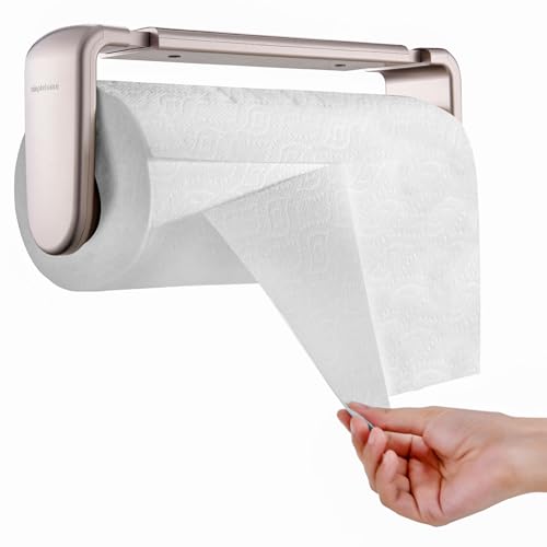 simpletome Paper Towel Holder ONE Hand Tear Adaptive Tension Arm Adjustable Length 9.4-11inch/24-28cm (Titanium Gold) - Image 1