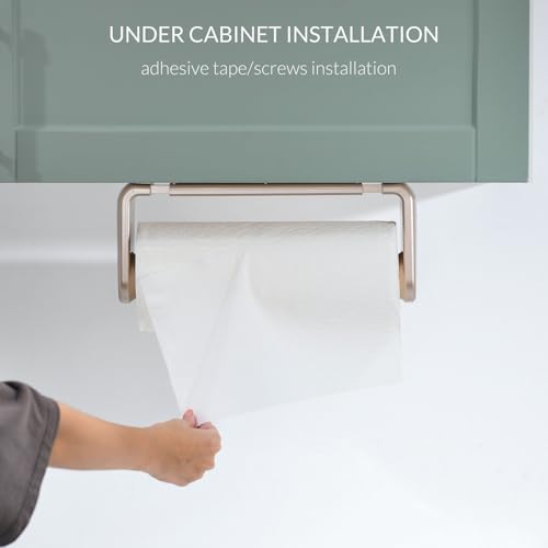 simpletome Paper Towel Holder ONE Hand Tear Adaptive Tension Arm Adjustable Length 9.4-11inch/24-28cm (Titanium Gold) - Image 3