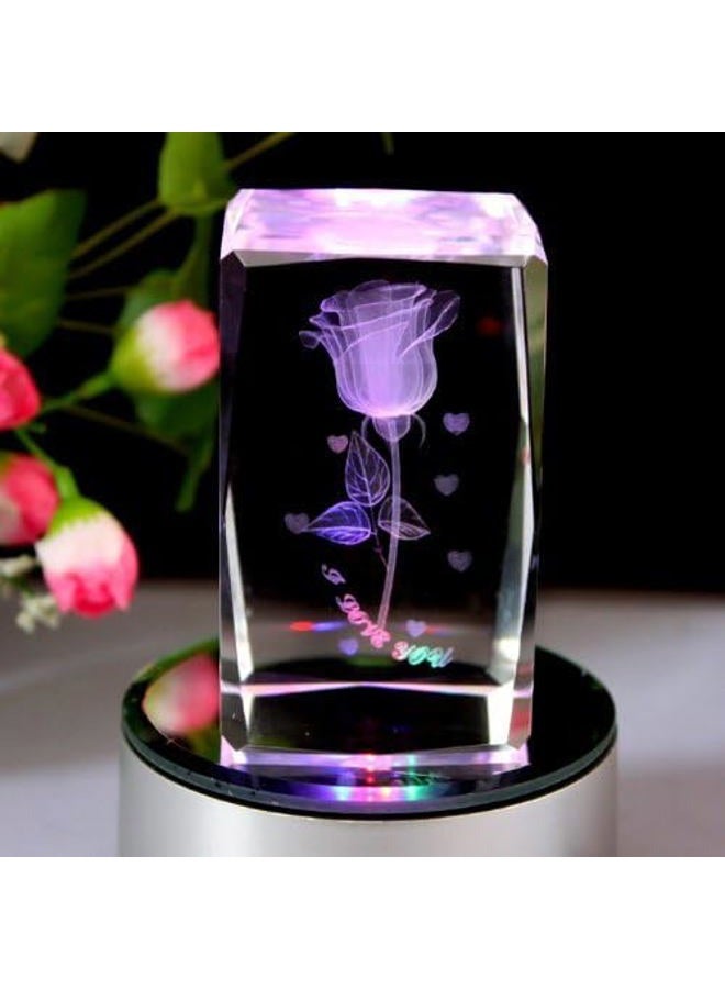 GracesDawn K9 Crystal Material 3D Laser Etched Crystal Rotating Rose -4 led Colorful Lights Can be rotated - Image 3