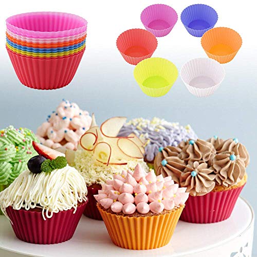 Tvoip Mini Muffin Pan - Reusable Silicone Cupcake Molds 2in 24 Pack - Small Baking Cups Truffle Cake Pan Set Nonstick in (Random 6 Colors) - Image 5
