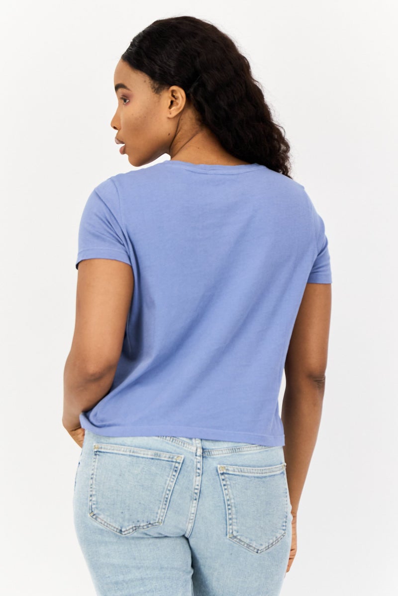 ONLY Women Round Neck Short Sleeves Graphic Print T-Shirts, Slate Blue - Image 2