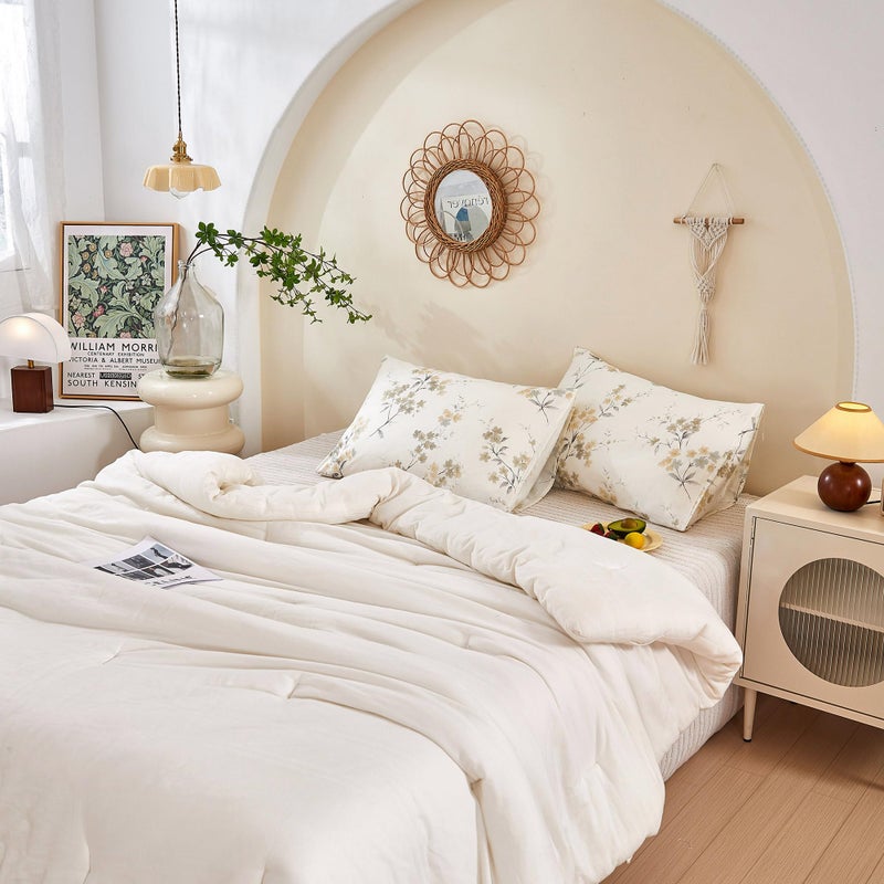 ECOCOTT 2 Pack Pillowcase Standard Size with Vintage Wash Painting Floral Pillow Cases Set  100% Cotton Standard Pillow Covers Envelope Closure (Standard  20""x26"") - Image 5