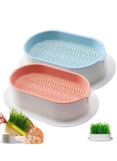 Cat Grass Planter, Catnip Wheatgrass Seed Sprout Tray, Hydroponic Cat Grass, Cat Grass Growing Kit, Self Watering Pots Window Box for Pets, Nursery Plant Planting Box for Indoor, Soilless