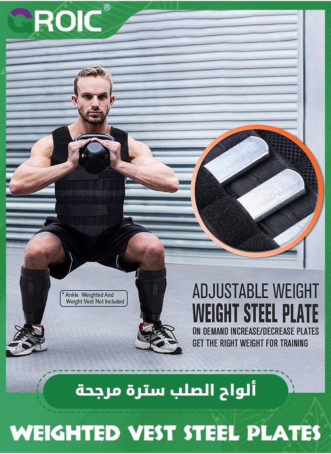 GROIC 5 Pcs/1 KG Weighted Vest Steel Plates, Adjustable Rustproof Strength Training Weight, Long Steel Plate with Round Head for Loading Leg Guards Weighted Vest for Running Walking Strength Jogging Cardio  - Image 5