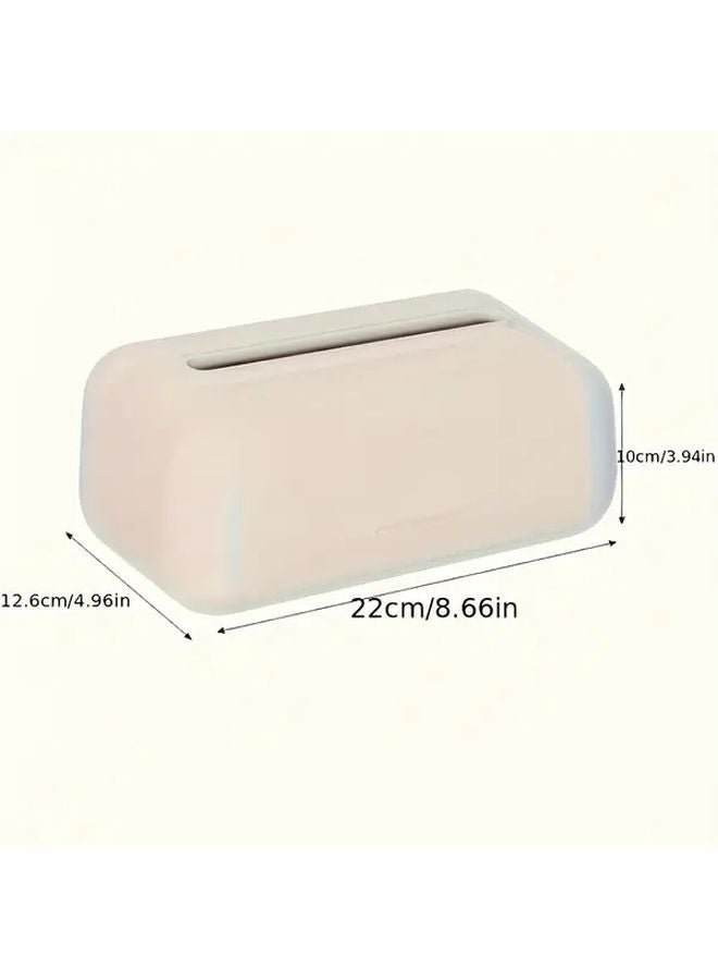 Beige Wall Mounted Desktop Tissue Box Holder Drill Free Bathroom Organizer Dispenser - Image 1